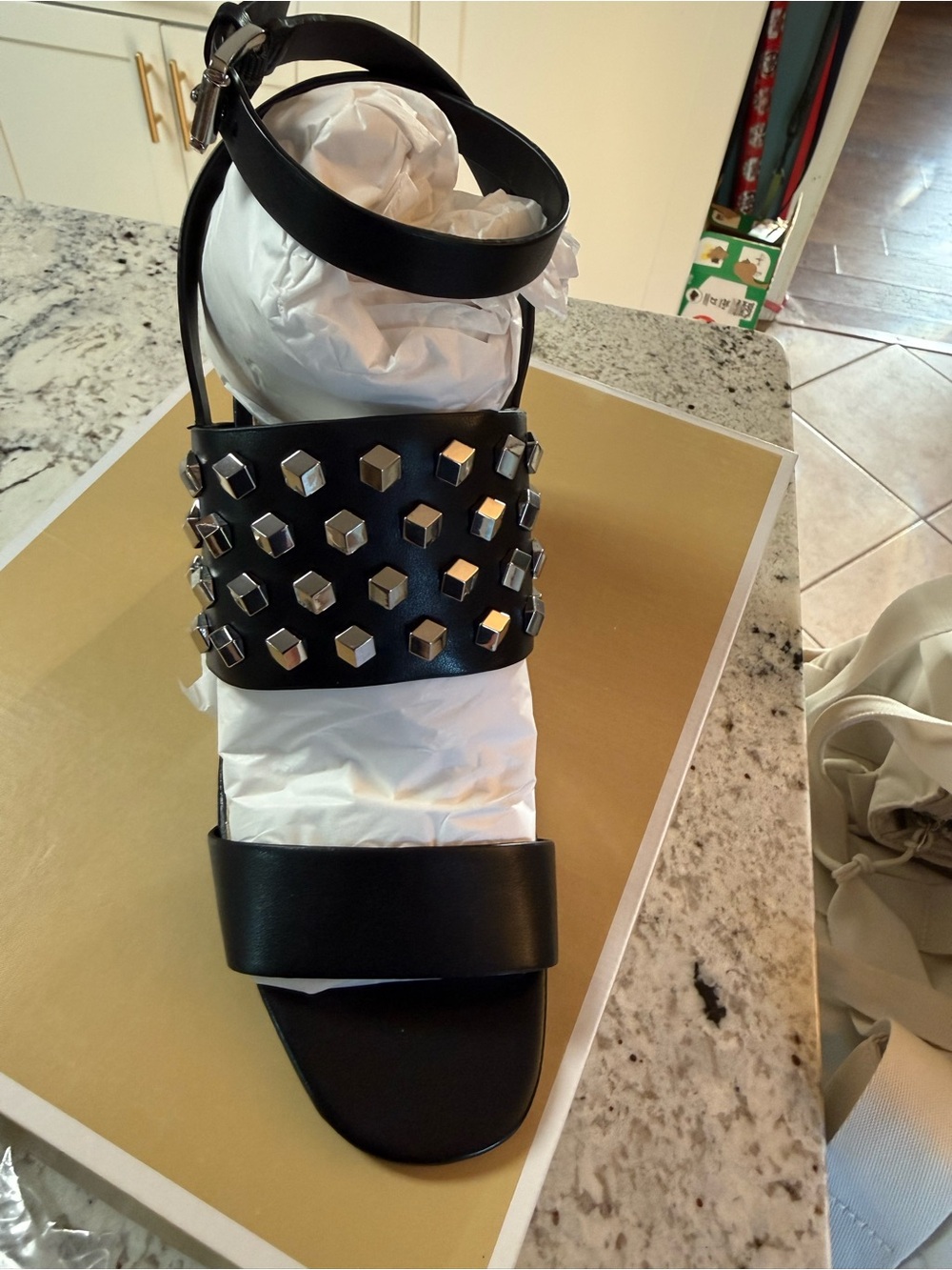 MICHAEL Michael Kors Black Studded Leather Sandal